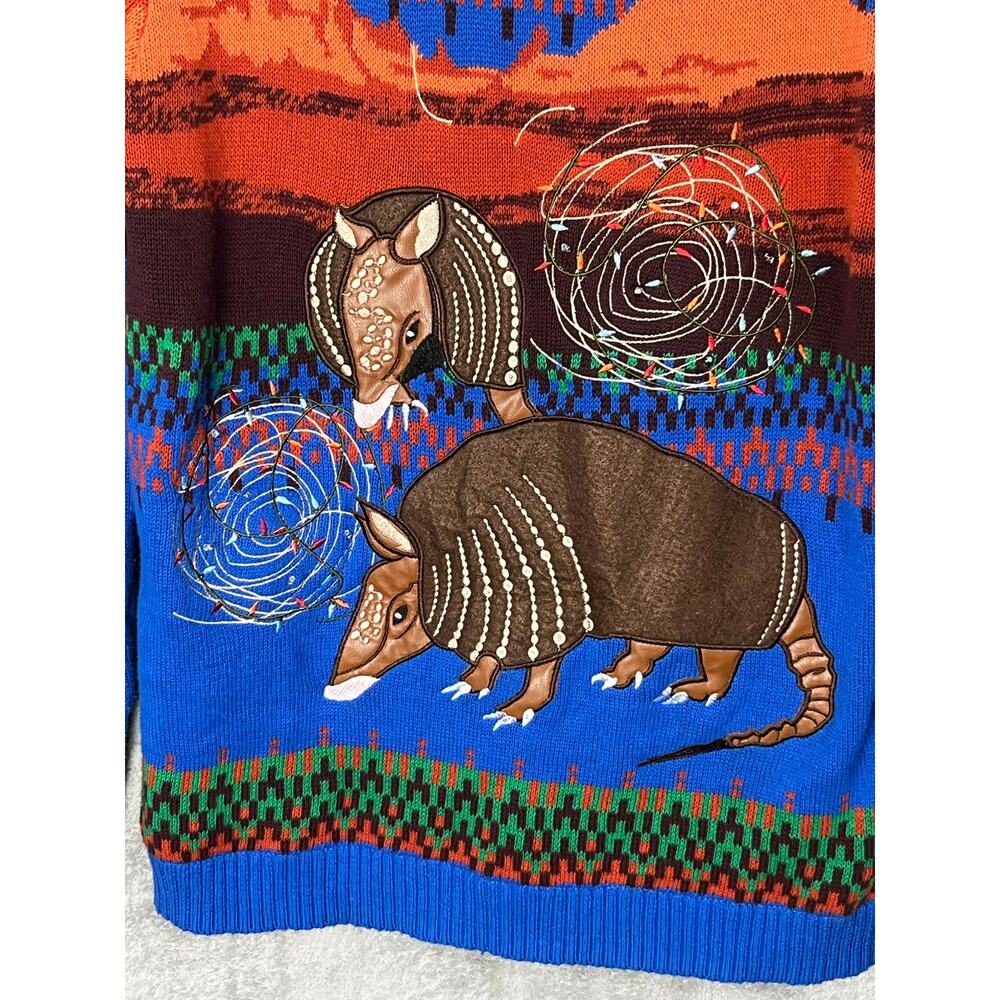 Blizzard Bay Armadillo Ugly Christmas Sweater Small Embroidered Mountains - Picture 2 of 5